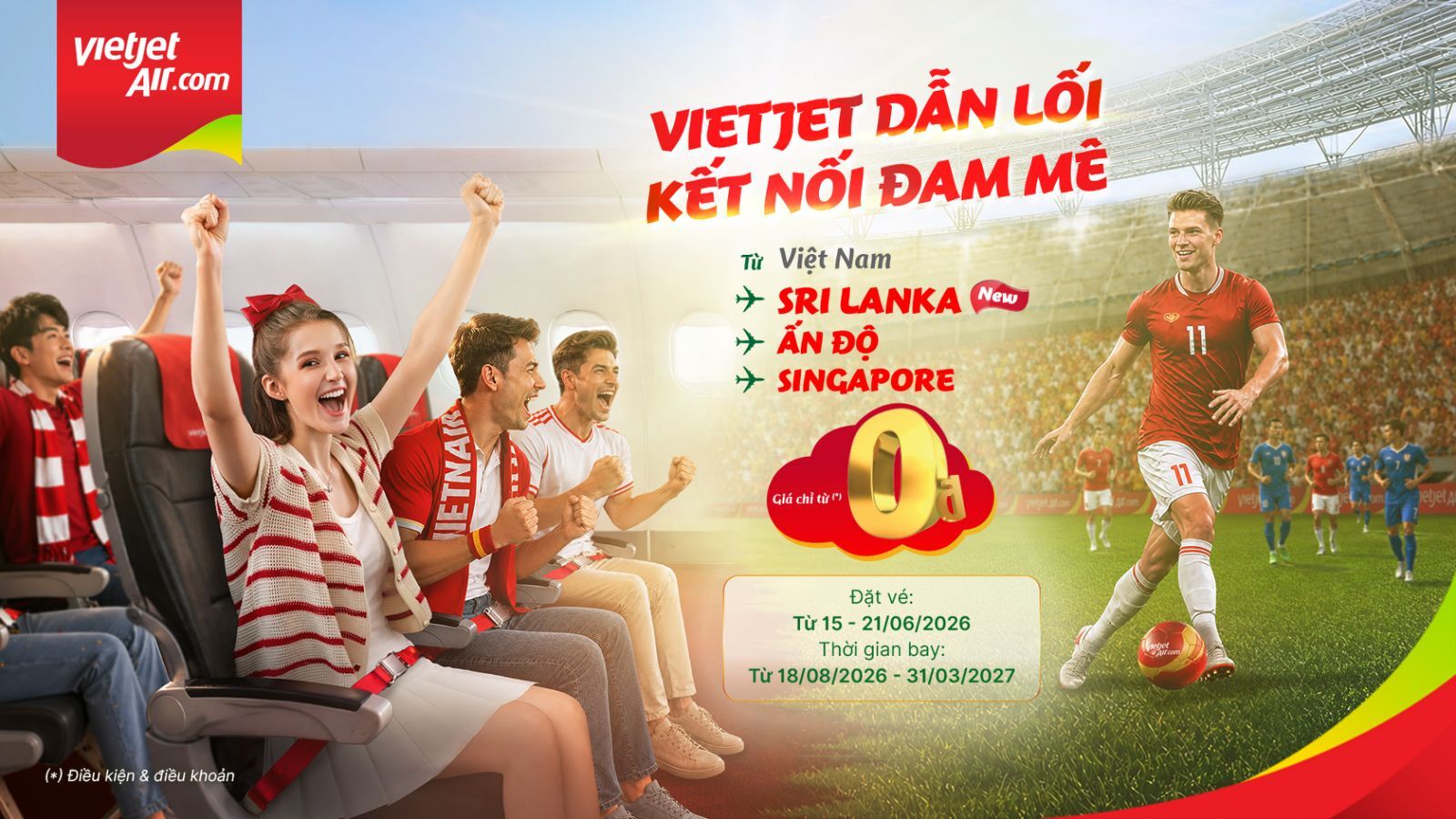 Vietjet mở đường bay thẳng TP.HCM - Colombo, 40.000 vé giá từ 0 đồng